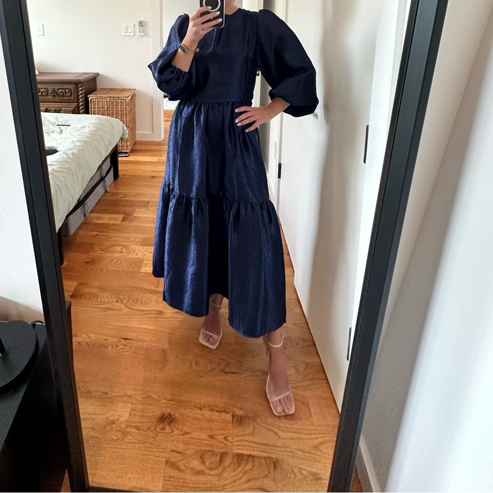 Topshop Rich Navy Midi Dress (US size 2)